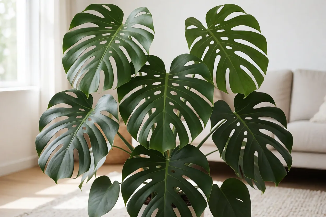 Tabela visual de cuidados essenciais da Monstera deliciosa