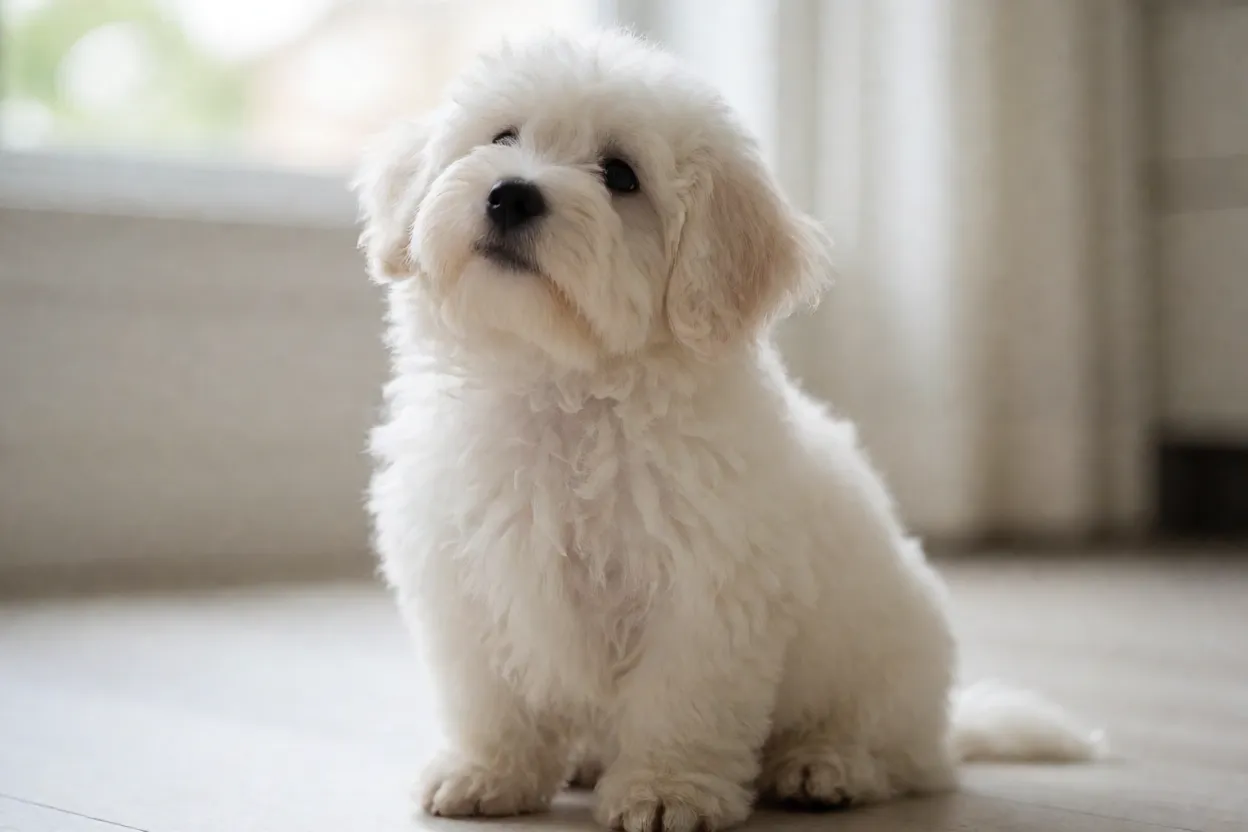 Coton de Tulear: pelagem, personalidade e como cuidar da raça Coton de Tulear filhote em sessão de treino