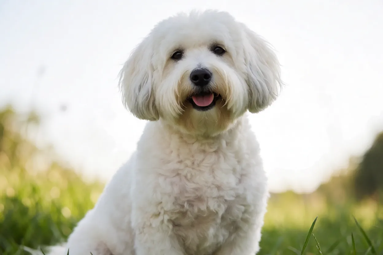 Coton de Tulear: pelagem, personalidade e como cuidar da raça Coton de Tulear adulto olhando para o tutor com carinho