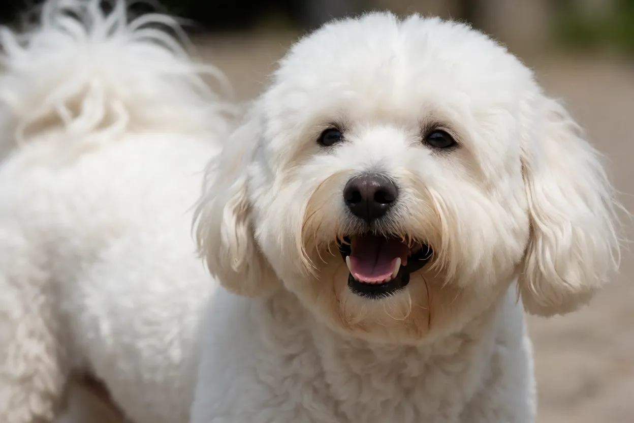 Coton de Tulear: pelagem, personalidade e como cuidar da raça Coton de Tulear brincando com expressão alegre