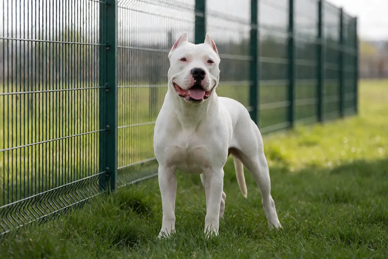 Dogo Argentino em quintal cercado