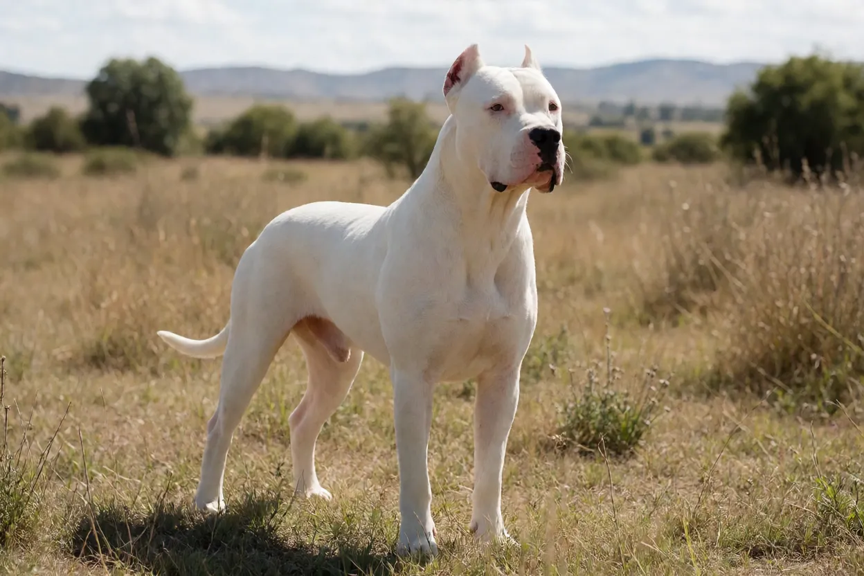 Dogo Argentino hist&oacute;rico em ambiente rural argentino