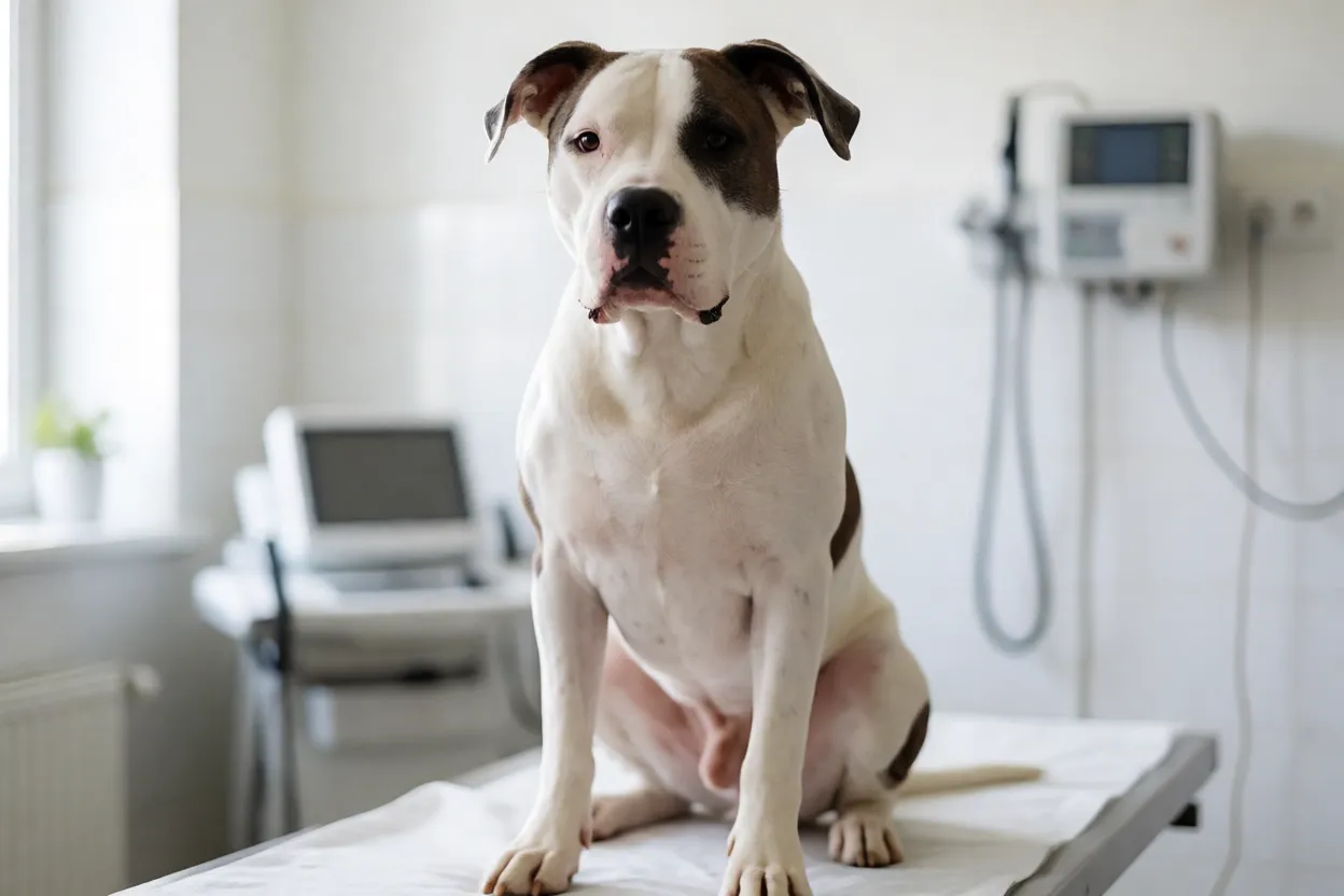 Dogo Argentino em consulta veterin&aacute;ria