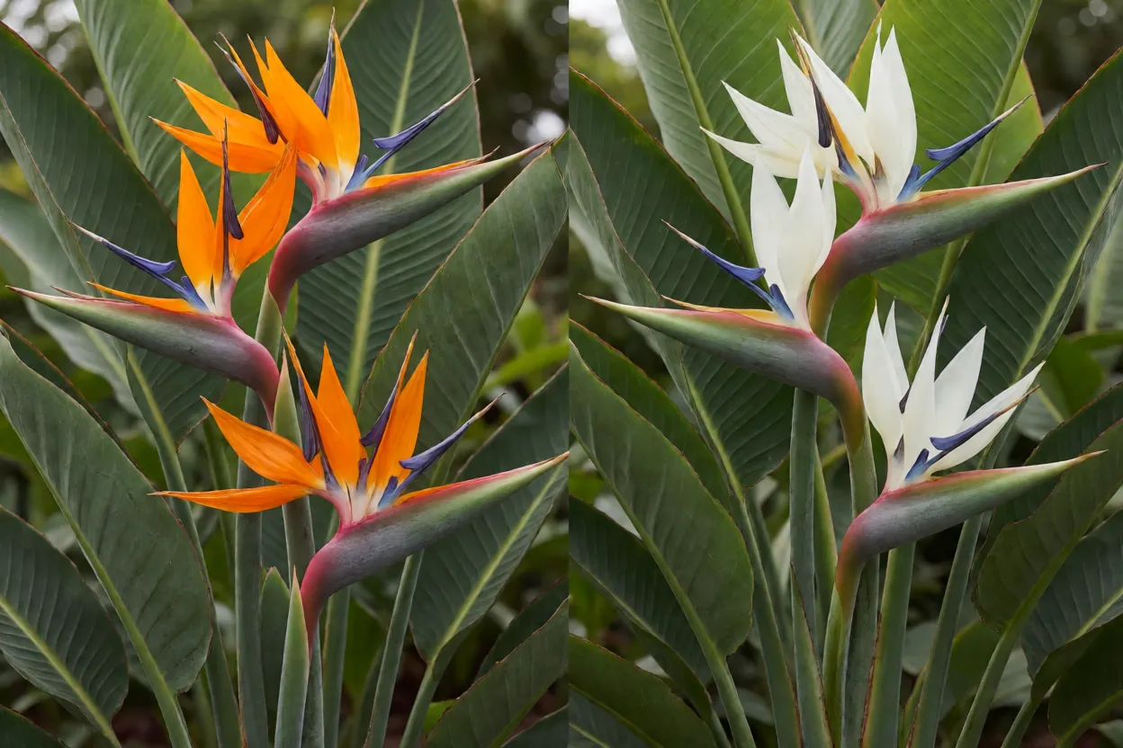 Compara&ccedil;&atilde;o visual entre Strelitzia reginae e Strelitzia nicolai