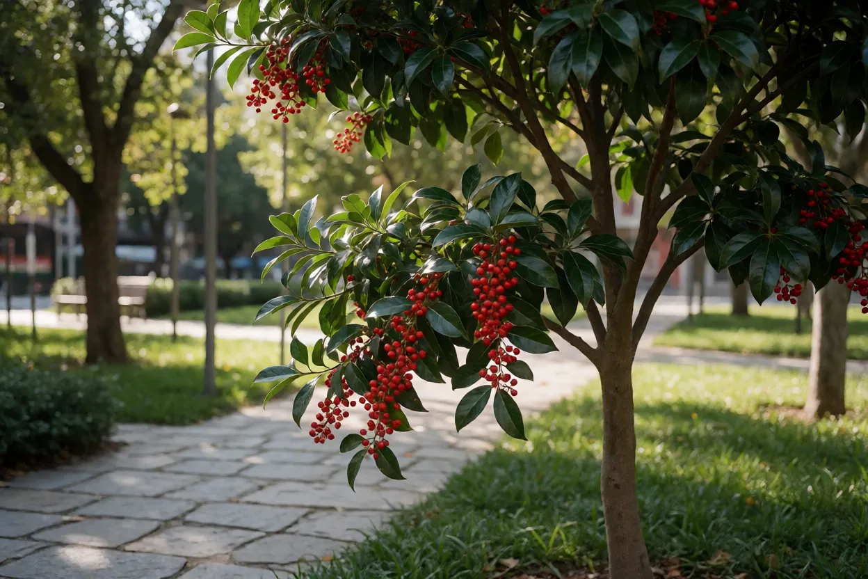 Eugênia em paisagismo de parque urbano