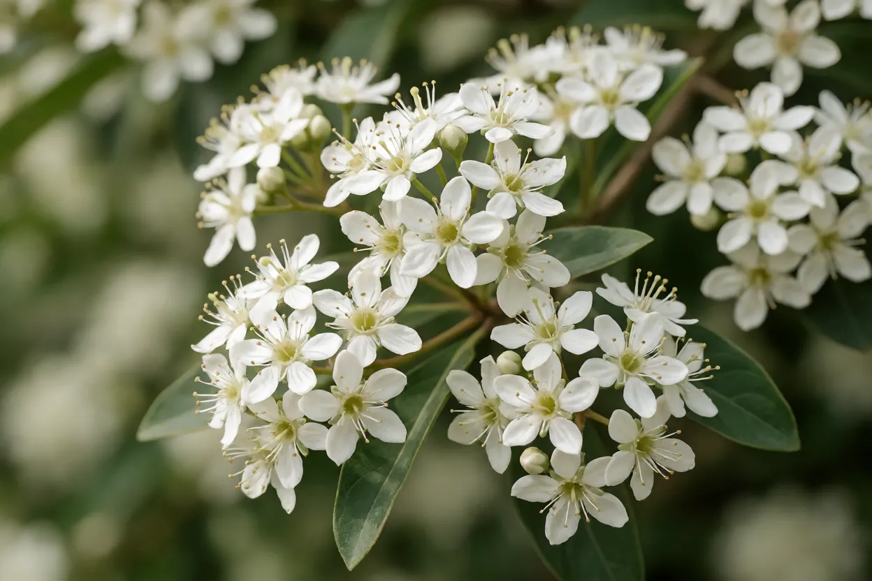 Flores brancas pequenas da Eug&ecirc;nia na primavera