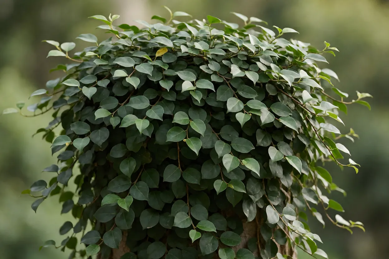 Ficus pumila no outono com crescimento reduzido