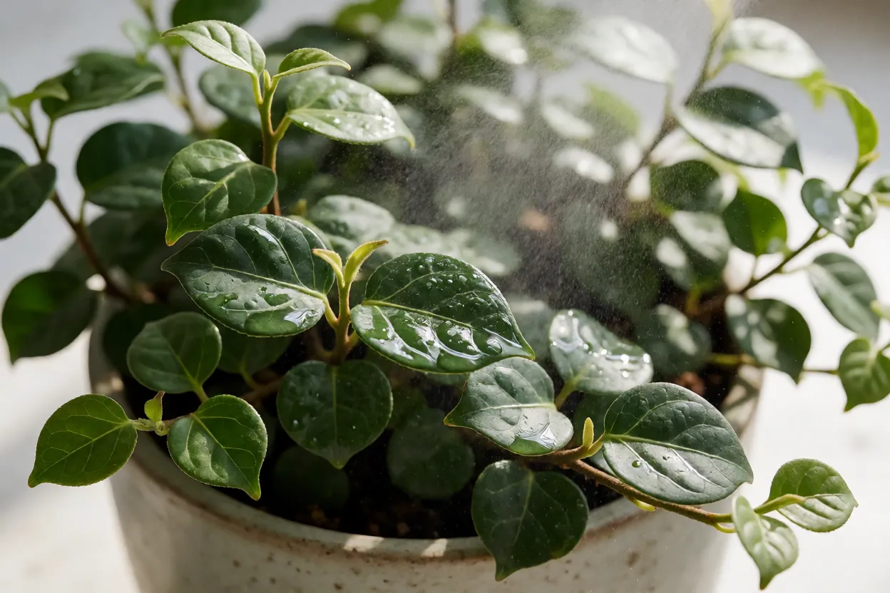 Aplica&ccedil;&atilde;o de adubo l&iacute;quido dilu&iacute;do em Ficus pumila