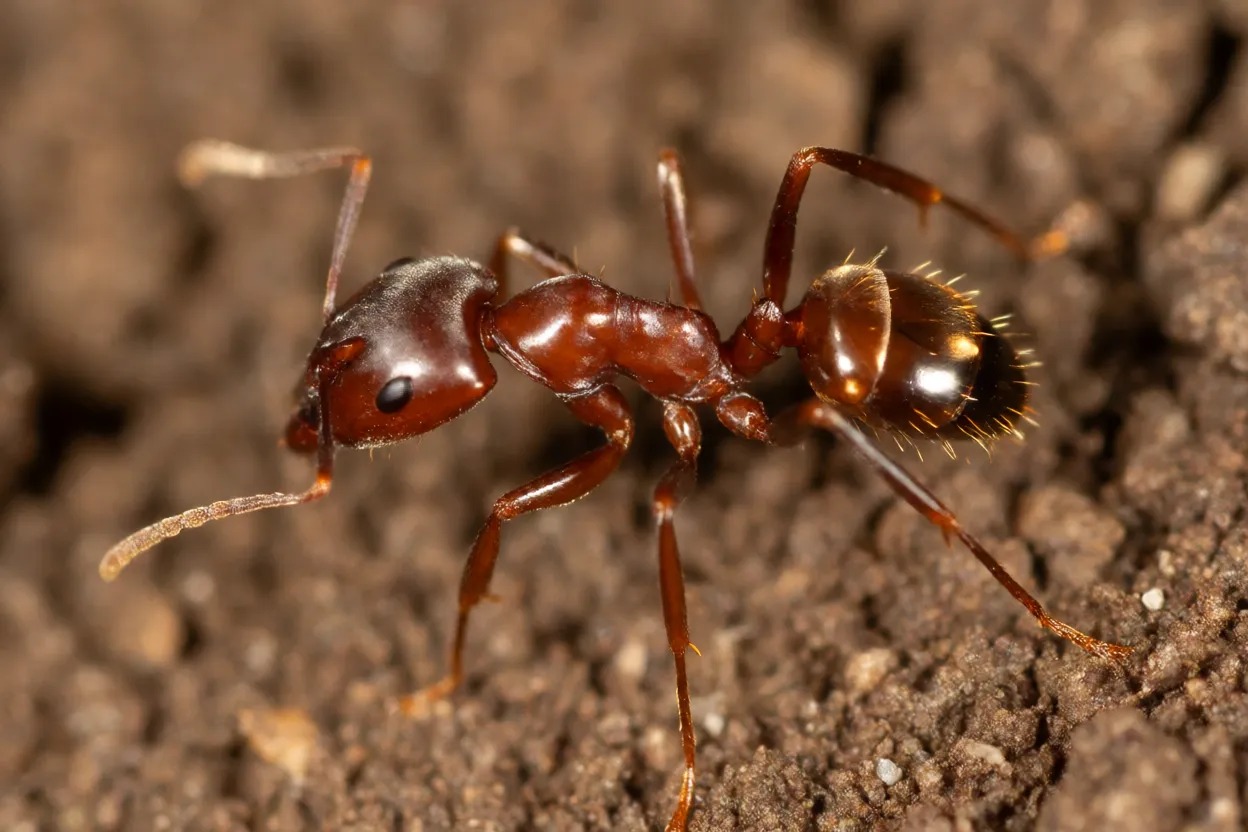 Formiga-de-fogo Solenopsis invicta em macro vista lateral
