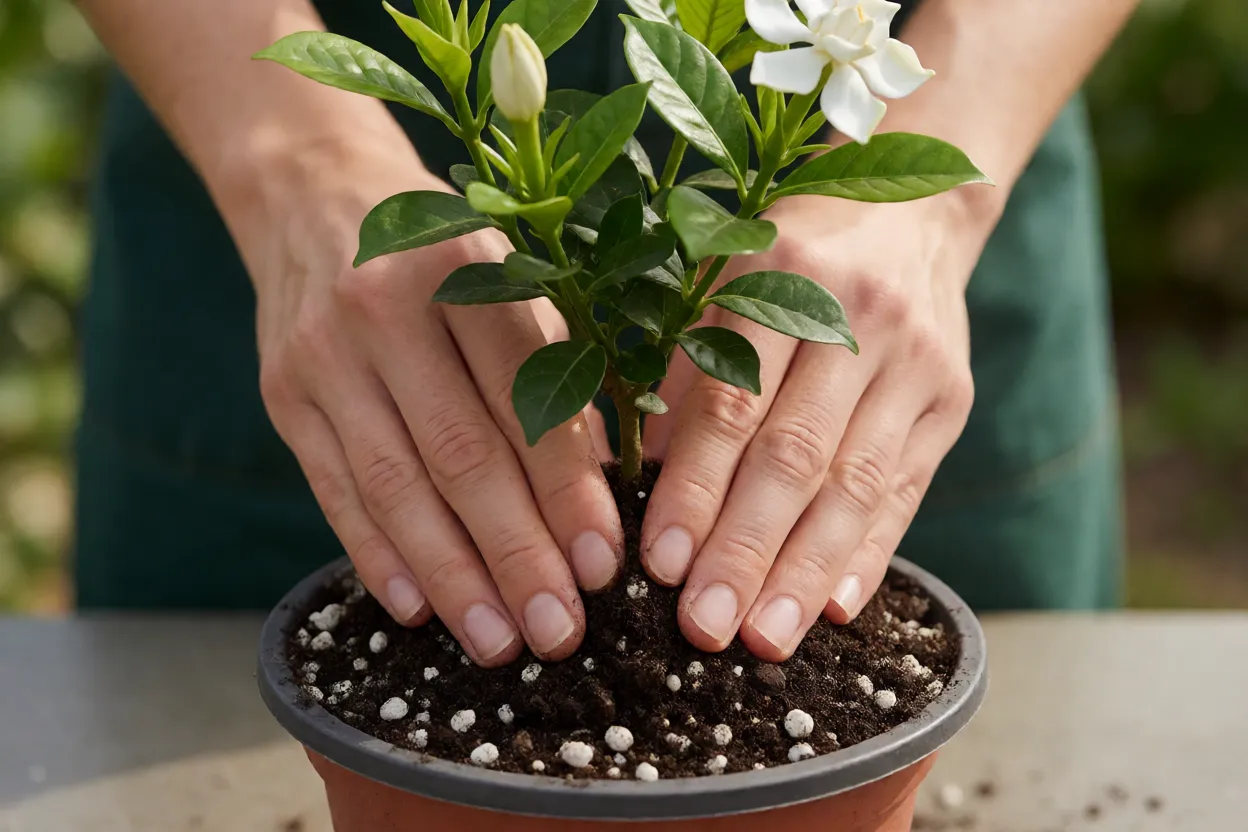 Gardênia-do-cabo: características, perfume, floração e como cultivar Plantio de muda de gardênia-do-cabo em vaso