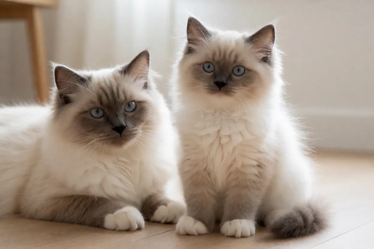 Ambiente limpo de criat&oacute;rio de gatos Birman&ecirc;s com filhotes