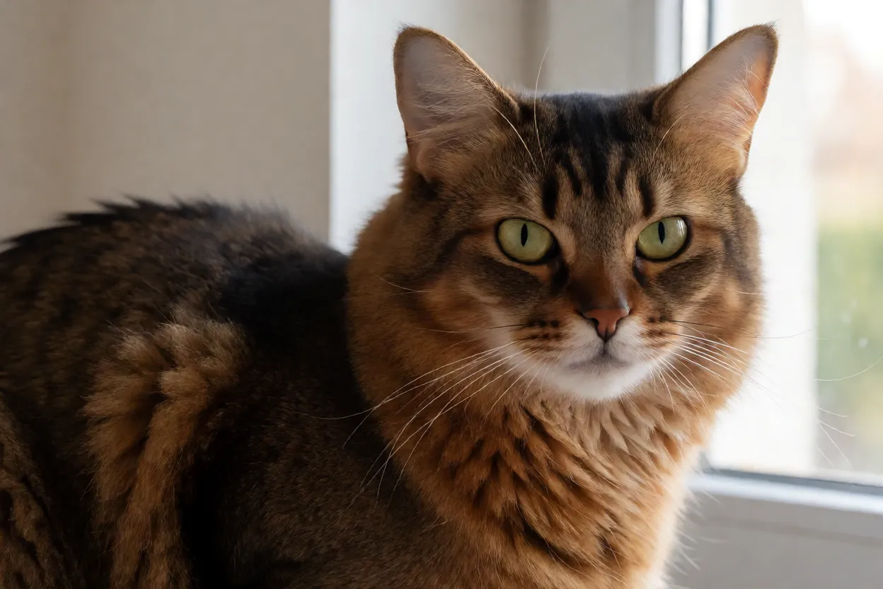 Detalhe do ticking na pelagem do Gato Somali