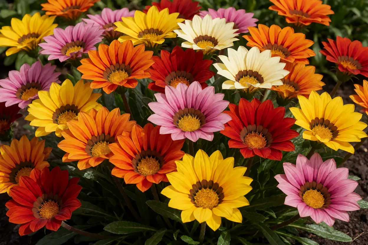 Massa de gaz&acirc;nias em diferentes cores amarelo laranja vermelho e rosa