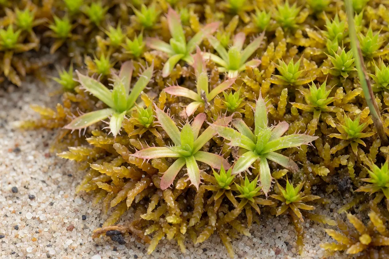 Genlisea repens em habitat natural de solo arenoso úmido