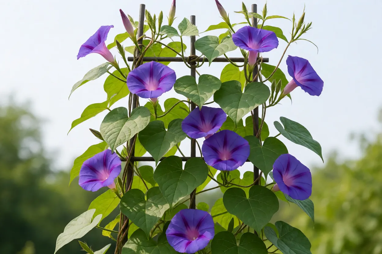 Gl&oacute;ria-da-Manh&atilde; com flores em formato de funil