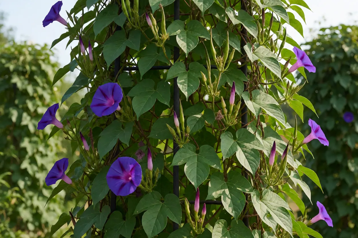 Gl&oacute;ria-da-Manh&atilde; produzindo sementes ap&oacute;s a flora&ccedil;&atilde;o