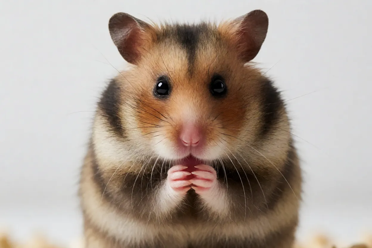 Hamster-sírio se limpando e cuidando da pelagem