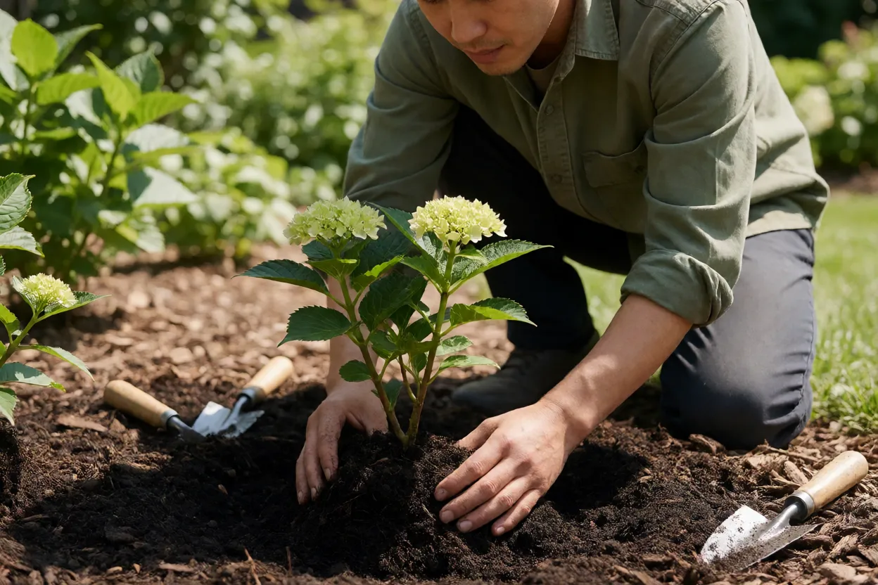 Hortênsia: como cuidar, podar e cultivar a Hydrangea macrophylla Plantio de muda de hortênsia no solo