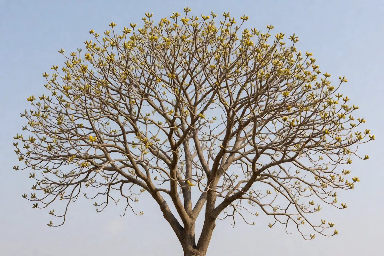 Ip&ecirc;-amarelo sem folhas em fase de flora&ccedil;&atilde;o