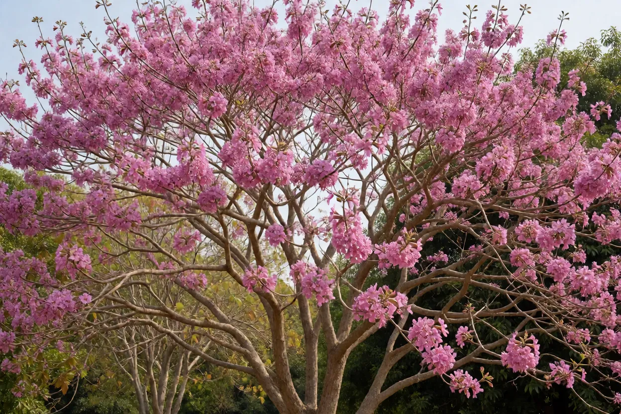 Ip&ecirc;-rosa em regi&atilde;o de clima subtropical com flora&ccedil;&atilde;o de inverno