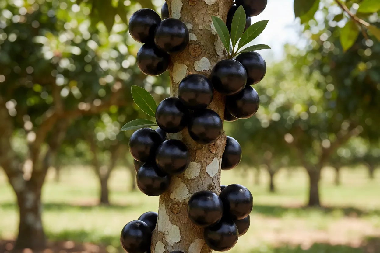 Árvore de jabuticaba-sabará com frutos no tronco