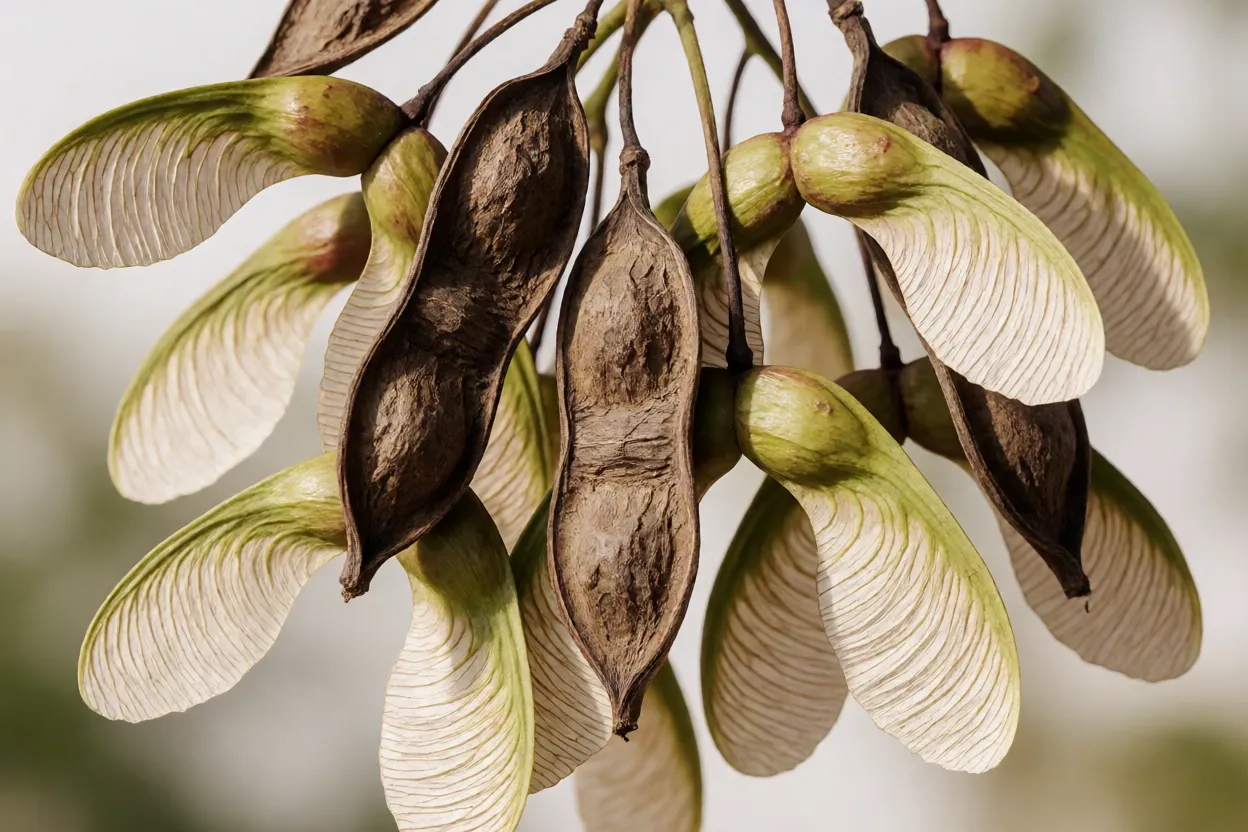 Sementes e frutos do jacarand&aacute; mimoso prontos para propaga&ccedil;&atilde;o