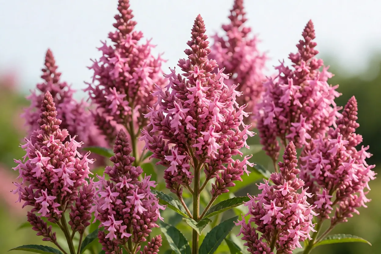Jacob&iacute;nia em plena flora&ccedil;&atilde;o com v&aacute;rias espigas rosa