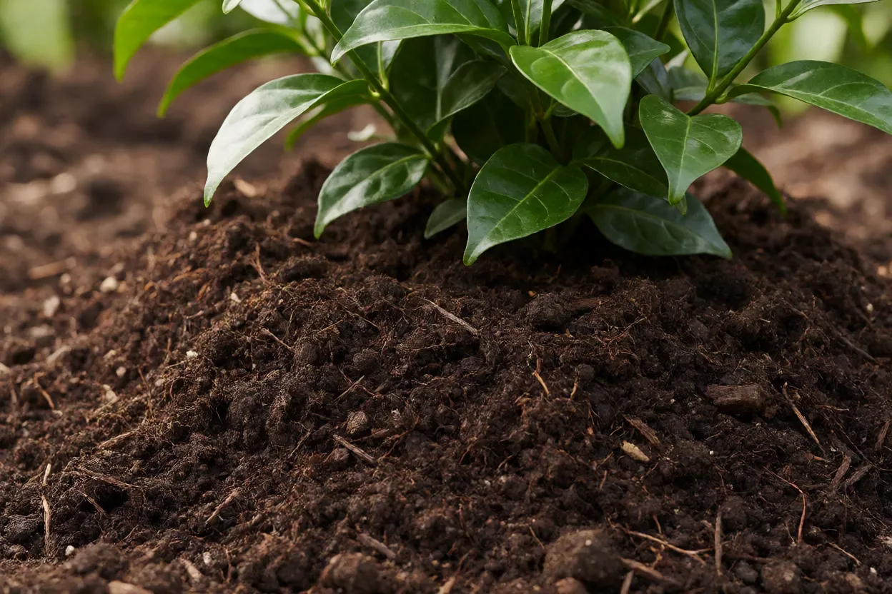 Preparo de solo f&eacute;rtil e dren&aacute;vel para plantio de jasmim-dos-a&ccedil;ores