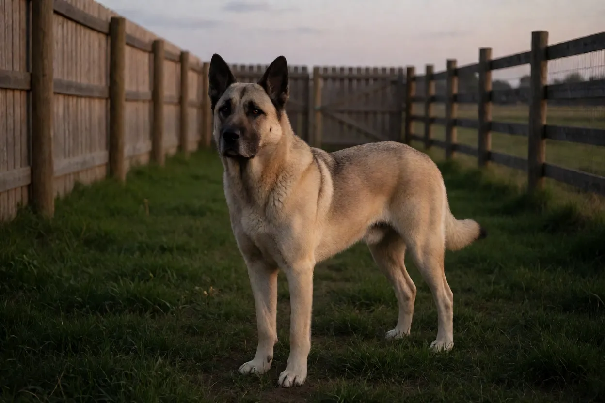 Kangal patrulhando quintal rural cercado