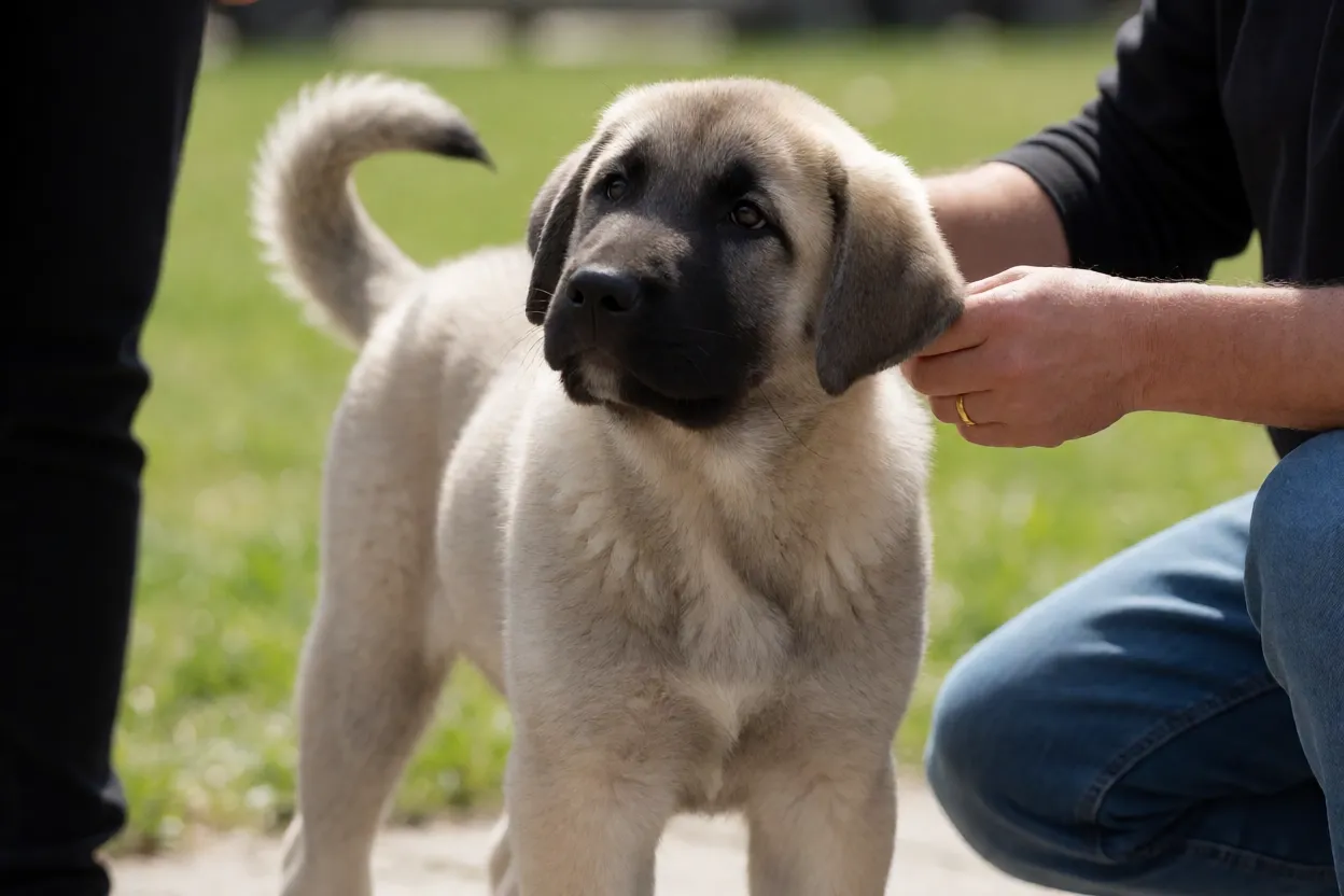 Filhote de Kangal sendo socializado com pessoas