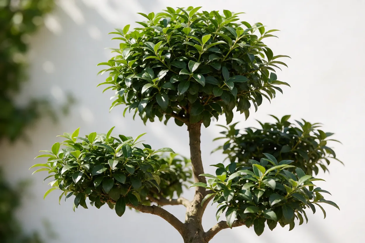 Ligustro podado em forma de bonsai ou topiaria
