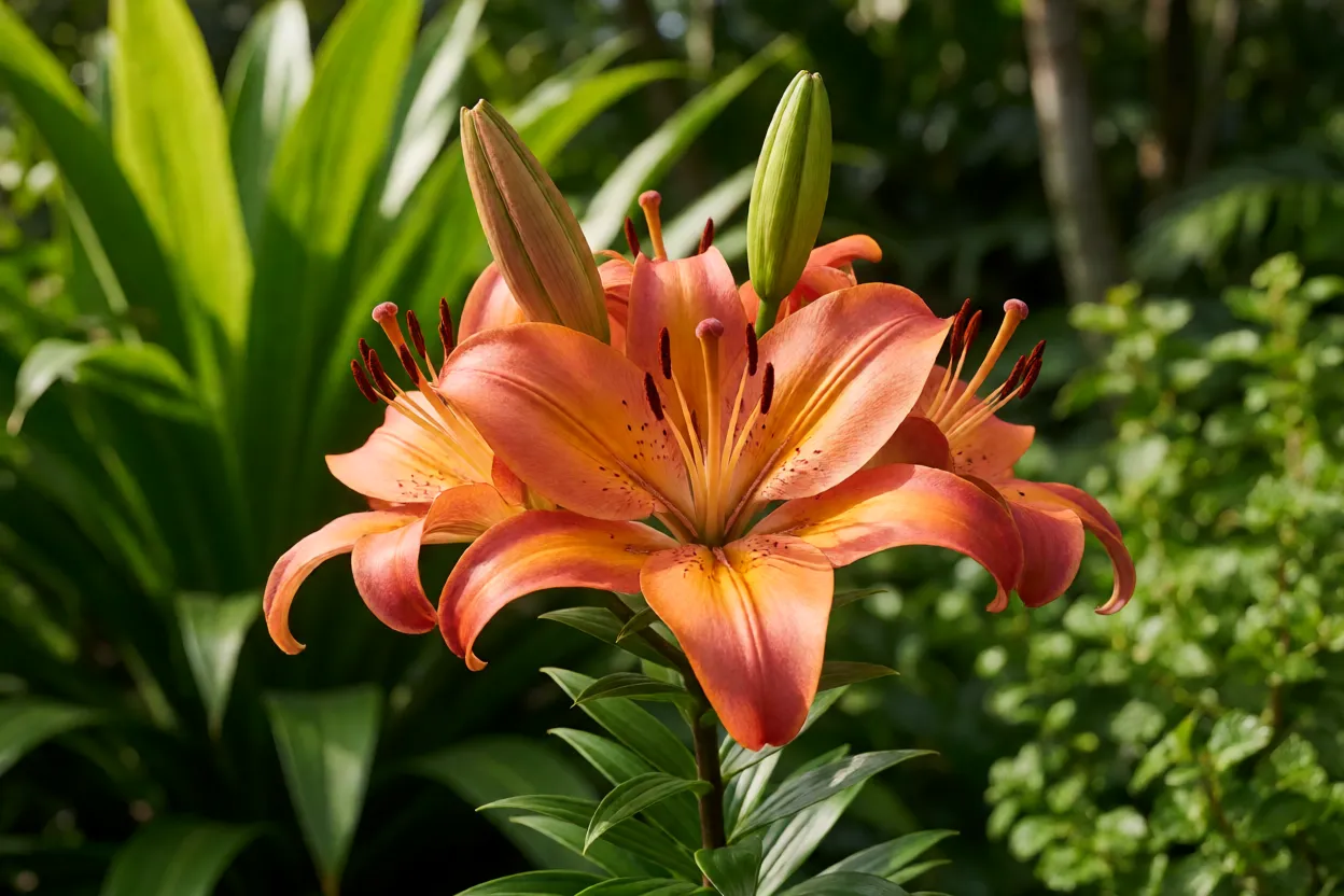 L&iacute;rio-oriental em plena flora&ccedil;&atilde;o perfumando o jardim brasileiro