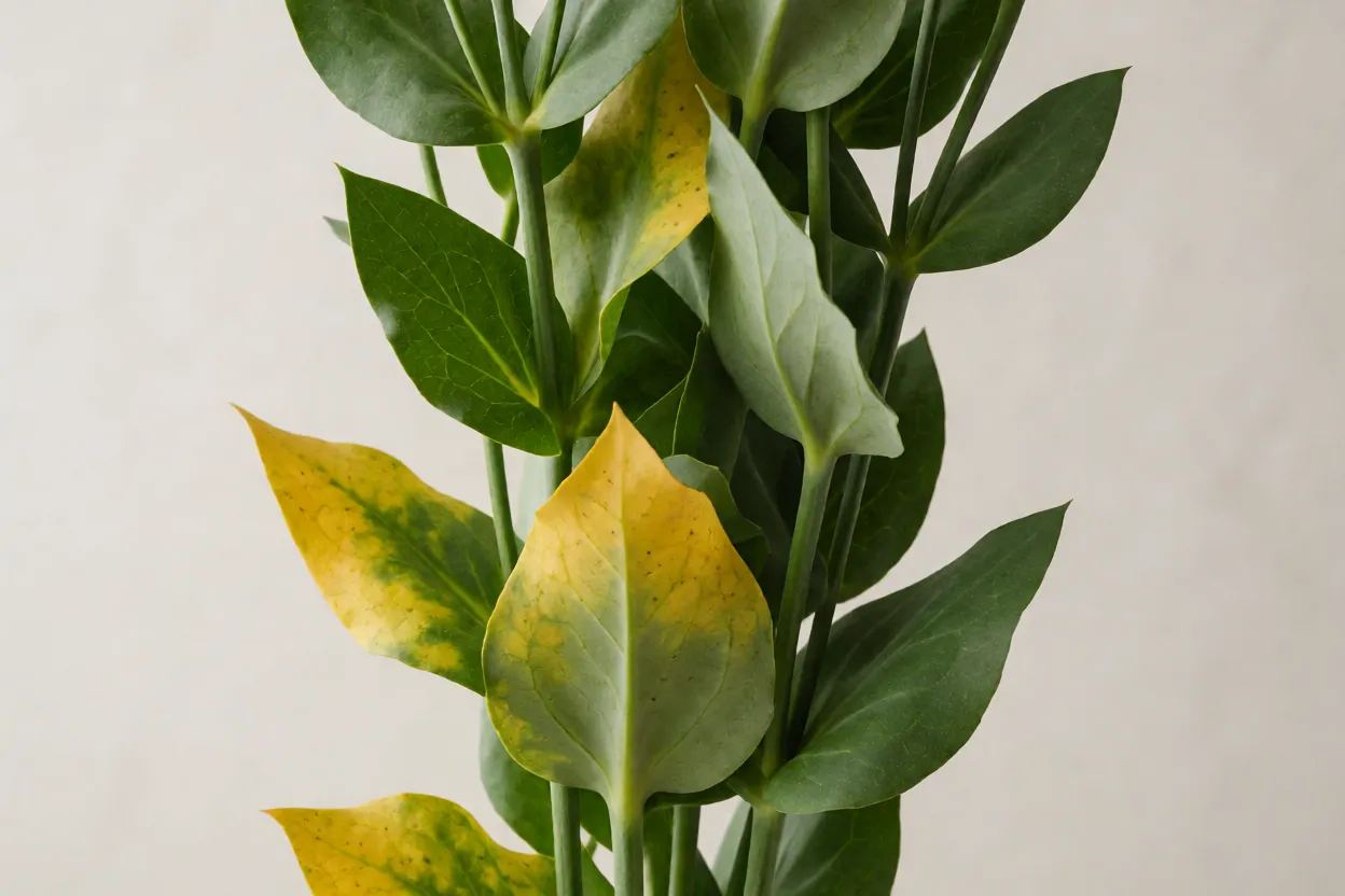 Lisianthus: como cultivar a flor delicada, floração e cuidados Folhas de lisianthus com sinais de problema de cultivo