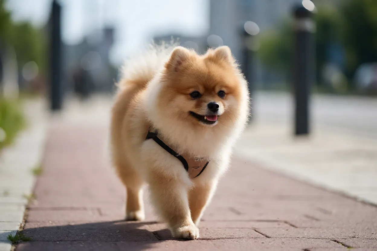 Lulu da Pomer&acirc;nia passeando de peitoral em uma cal&ccedil;ada