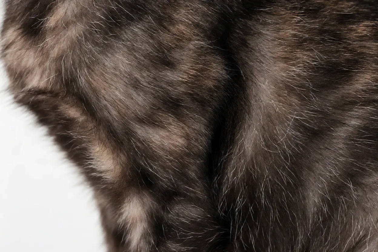 Detalhe da pelagem roana do gato Lykoi mostrando mistura de pelos pretos e brancos