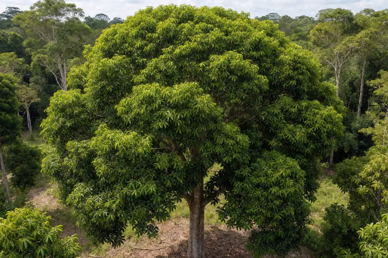 Maçaranduba adulta de grande porte na floresta amazônica