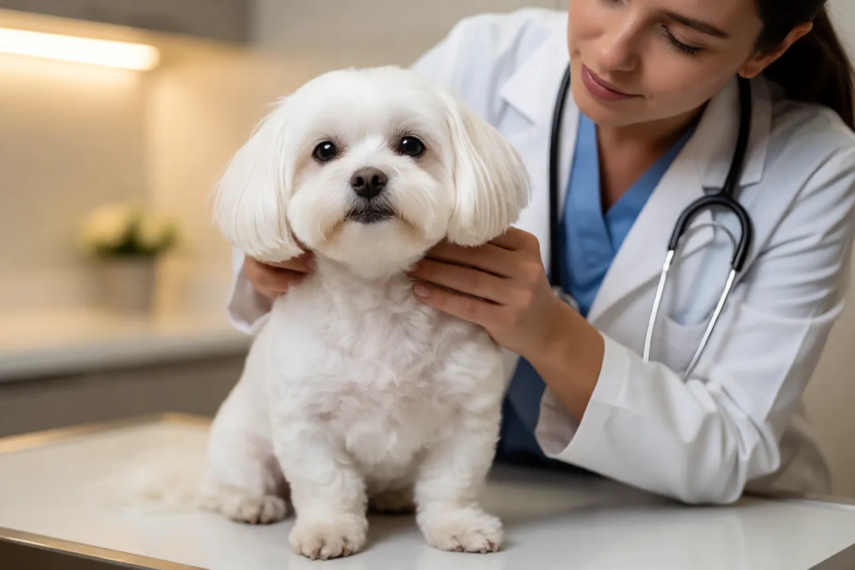 Malt&ecirc;s em consulta veterin&aacute;ria de rotina