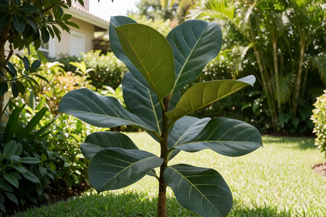 Manac&aacute;-da-serra plantado em local ensolarado de jardim residencial