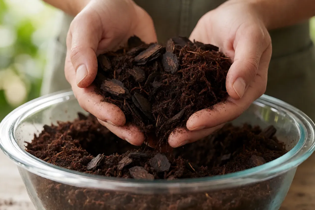 Prepara&ccedil;&atilde;o de solo &aacute;cido com casca de pinus e turfa para mirtilo