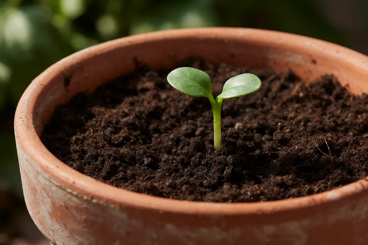 Mussaenda: tipos, cores, características e como cultivar Muda de Mussaenda sendo plantada em vaso de barro
