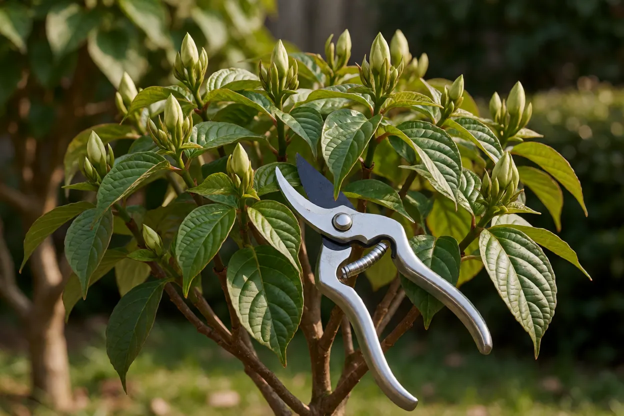 Mussaenda: tipos, cores, características e como cultivar Poda de Mussaenda com tesoura limpa no fim do inverno