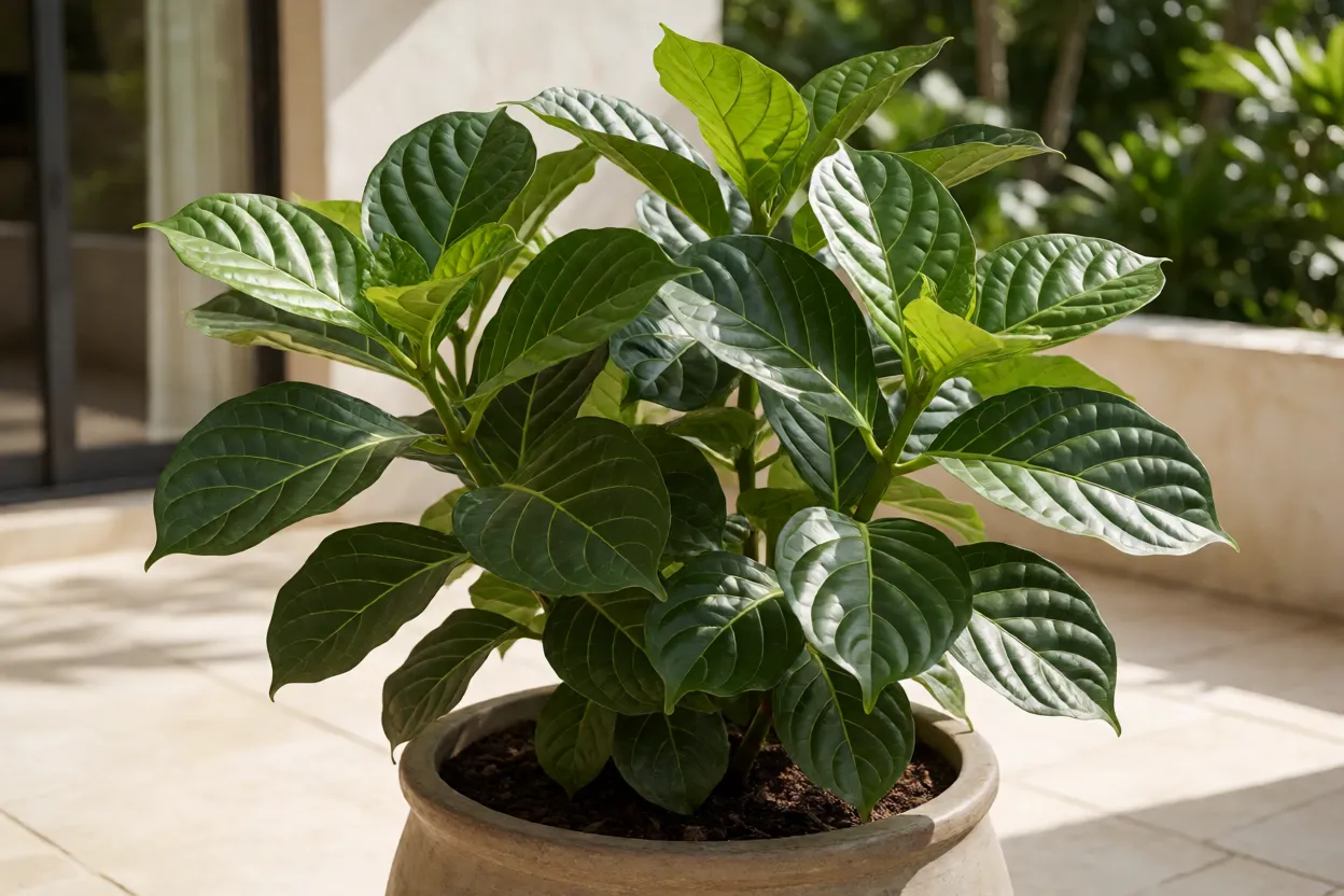 Noni cultivado em vaso grande