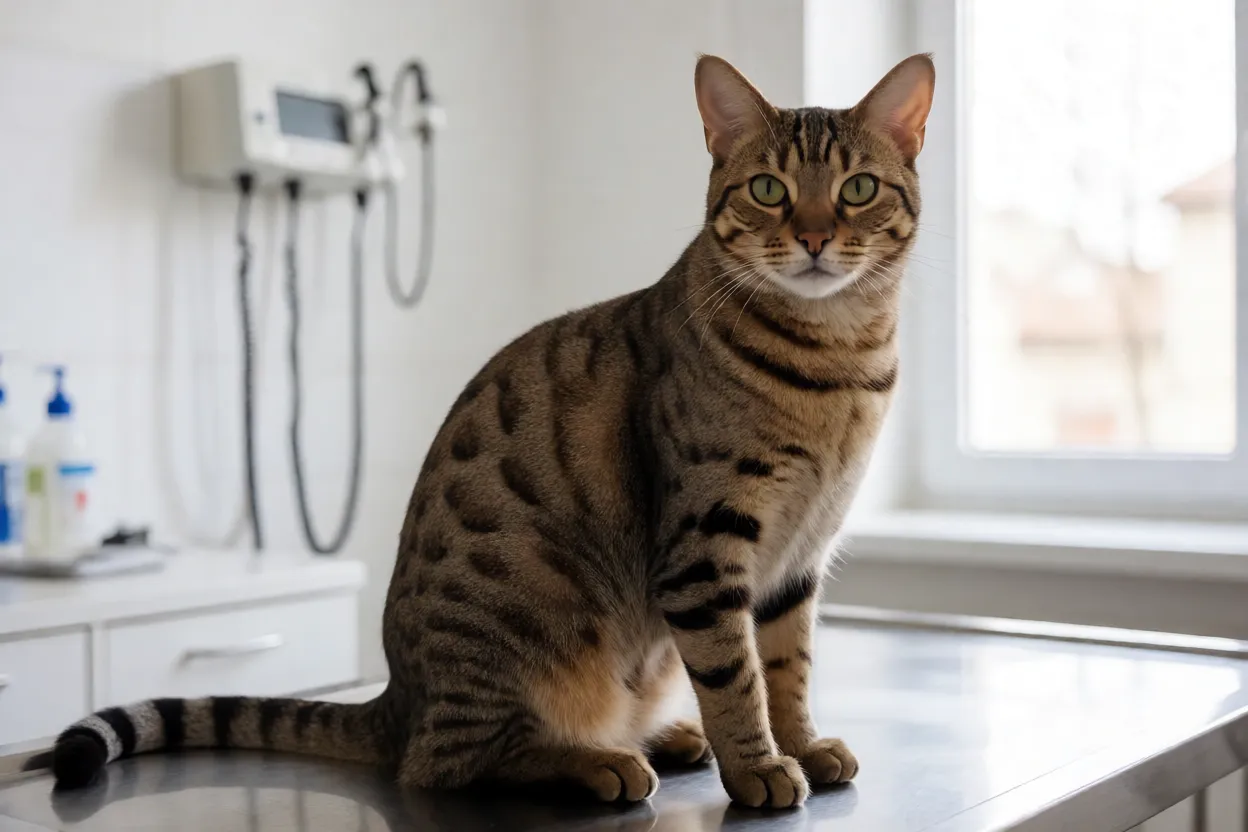 Ocicat em consulta veterin&aacute;ria ou exame de rotina