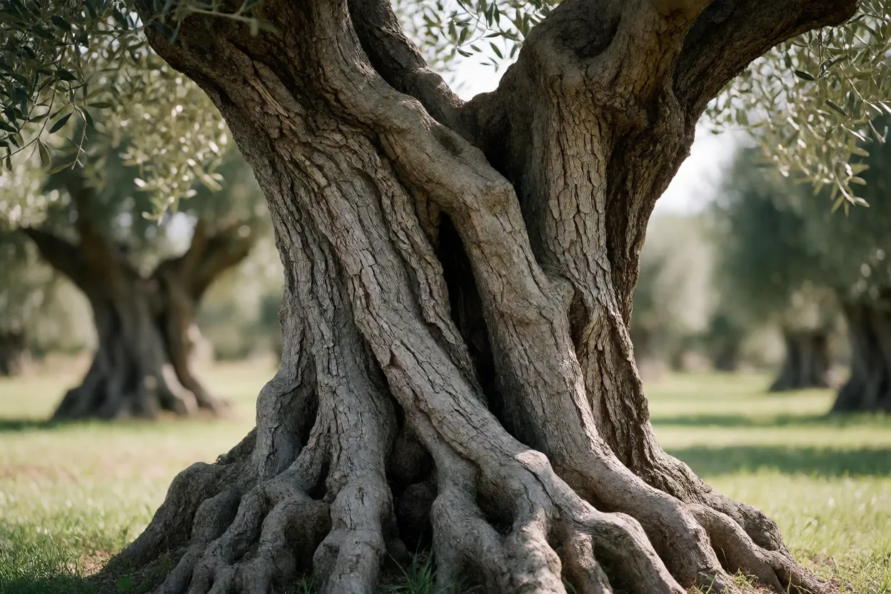Oliveira: características da árvore, cultivo, poda e produção Tronco nodoso e casca cinza da oliveira madura