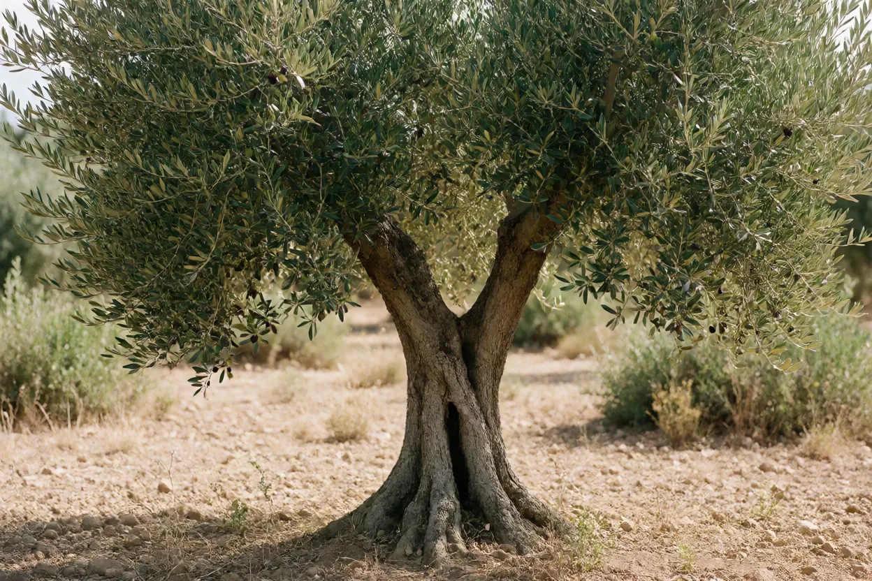 Oliveira: características da árvore, cultivo, poda e produção Oliveira adulta em solo seco mediterrâneo