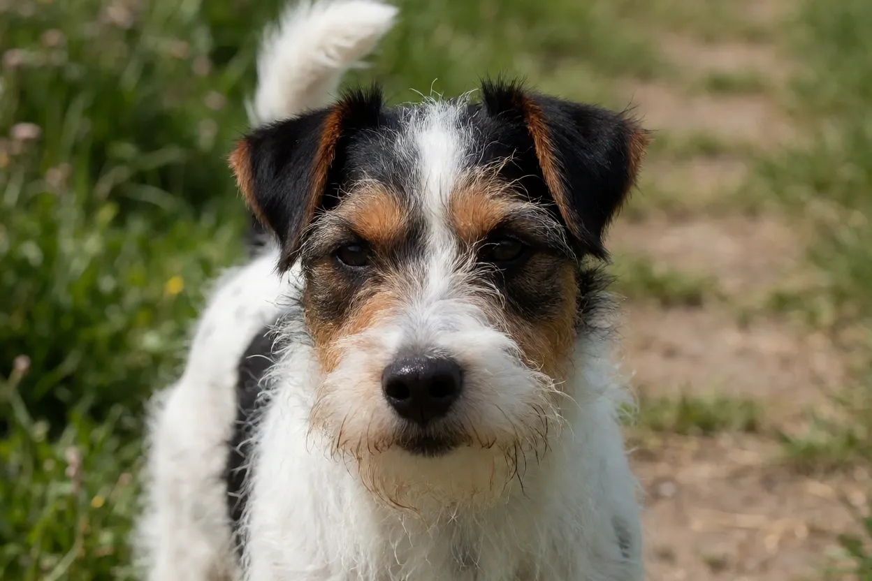 Detalhe da pelagem wire áspera do Parson Russell Terrier