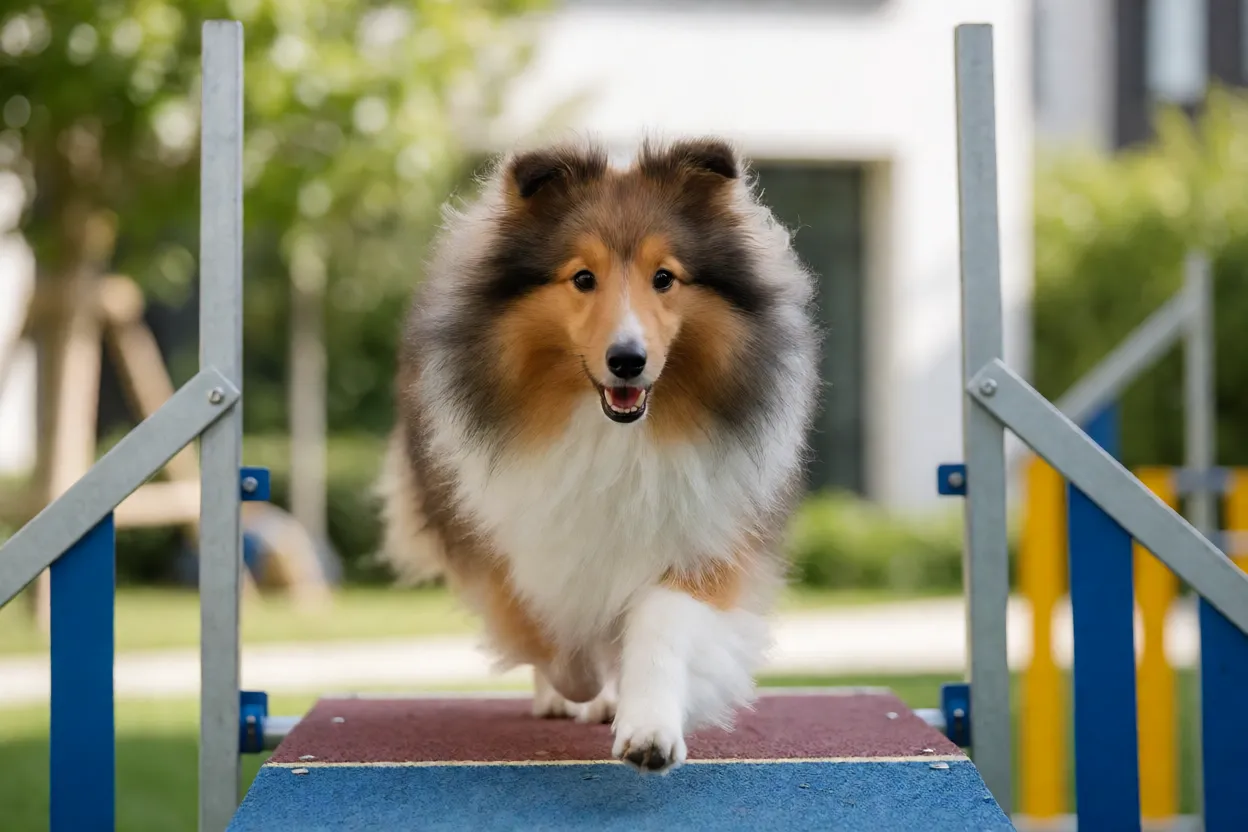 Pastor-de-Shetland em sess&atilde;o de agility