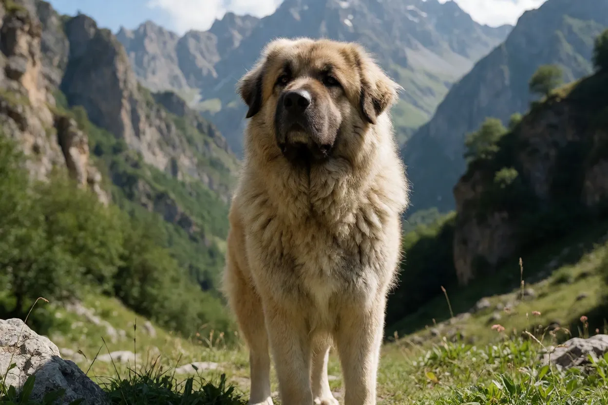Paisagem de montanha do C&aacute;ucaso representando a origem da ra&ccedil;a
