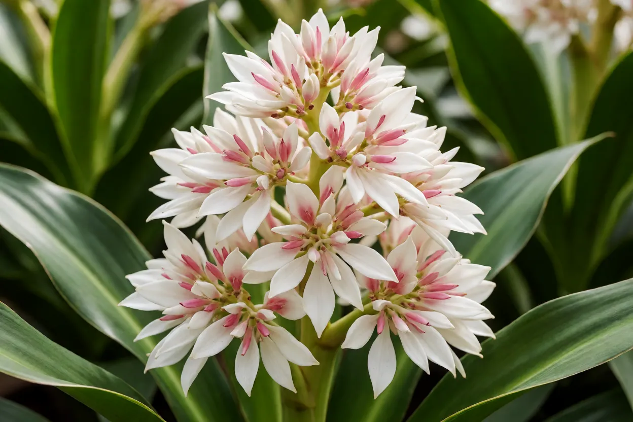 Flores brancas e perfumadas de pau-de-&aacute;gua em pan&iacute;cula pendente