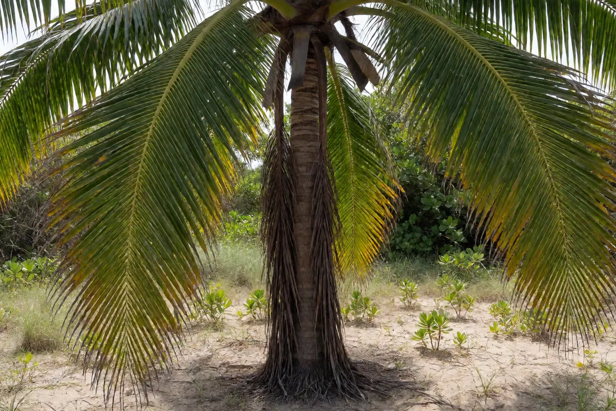 Piaçava-da-Bahia adulta em habitat natural de restinga